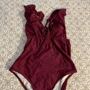 Cupshe Ruffle Shoulder Plunge One Piece!